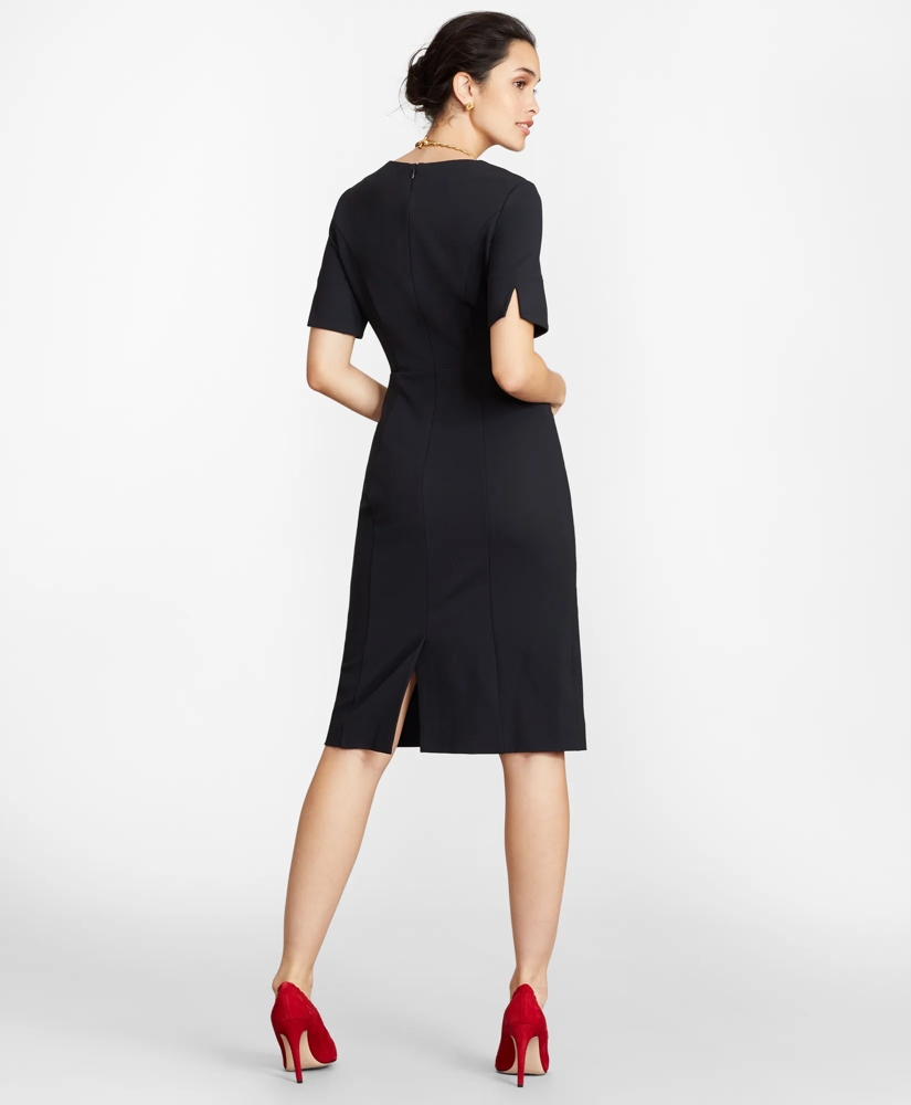 Ponte Knit Elbow-Sleeve Sheath Dress, image 3