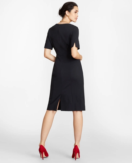 Ponte Knit Elbow-Sleeve Sheath Dress, image 3