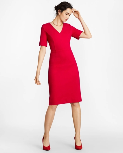Ponte Knit Elbow-Sleeve Sheath Dress, image 1