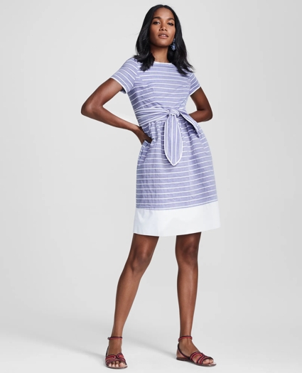Striped Cotton Dobby Dress, image 1