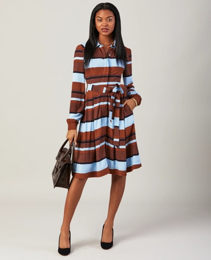 Striped Twill Shirt Dress, image 1