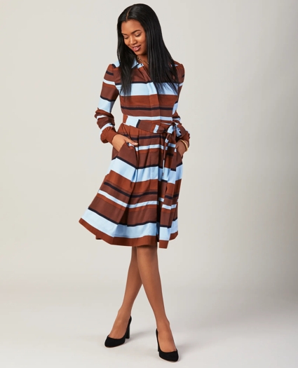 Striped Twill Shirt Dress, image 2