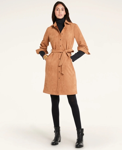 Microsuede Belted Shirt Dress, image 1