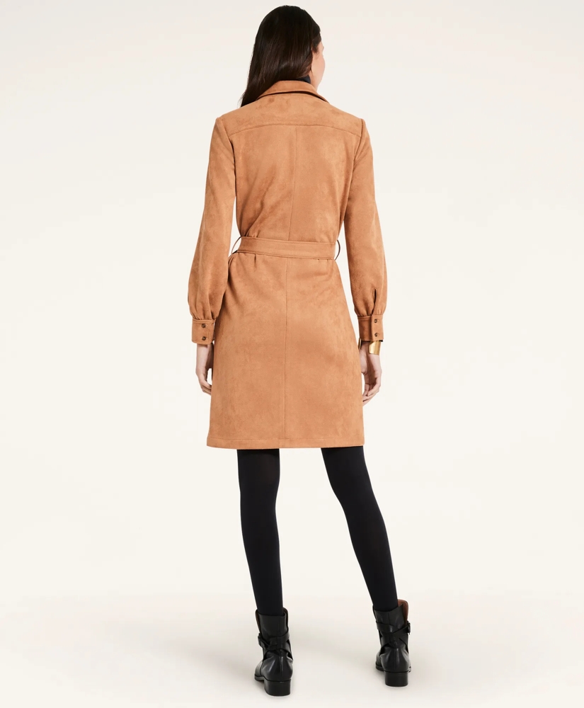 Microsuede Belted Shirt Dress, image 3