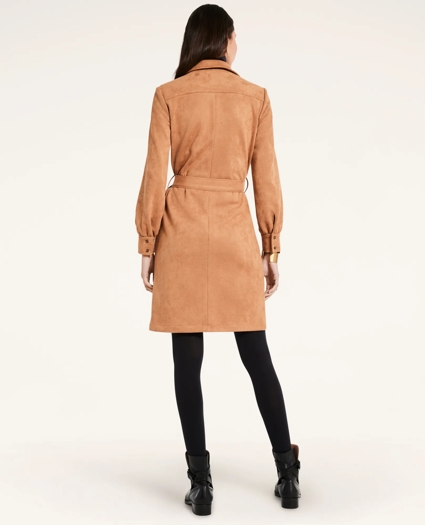 Microsuede Belted Shirt Dress, image 3