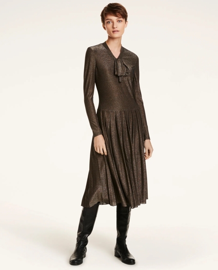 Metallic Jersey Pleated Dress, image 1