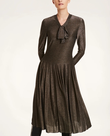 Metallic Jersey Pleated Dress, image 3