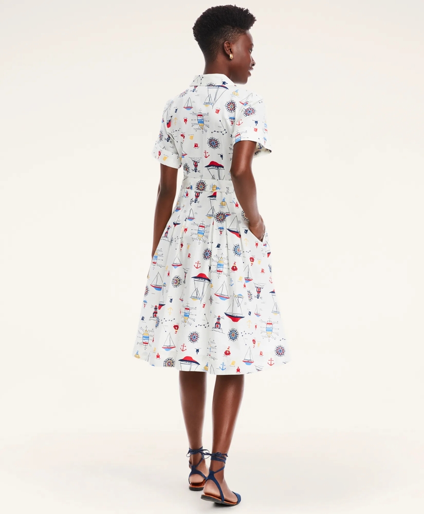 Belted Cotton Nautical Shirt Dress, image 4