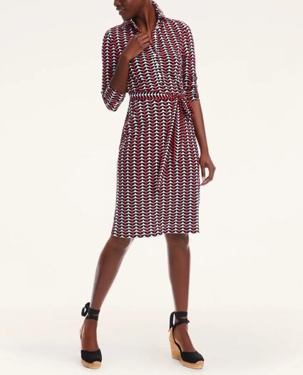 Knit Jersey Printed Half Placket Shirt Dress, image 2