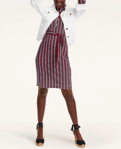 Knit Jersey Printed Half Placket Shirt Dress, image 3