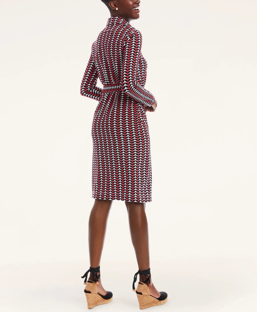 Knit Jersey Printed Half Placket Shirt Dress, image 4