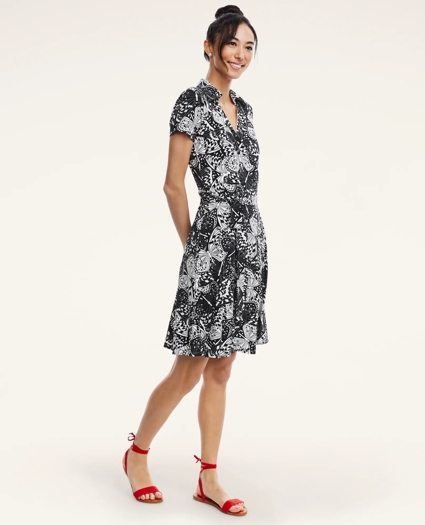 Knit Jersey Butterfly Print Wrap Dress, image 1
