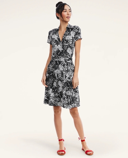 Knit Jersey Butterfly Print Wrap Dress, image 2