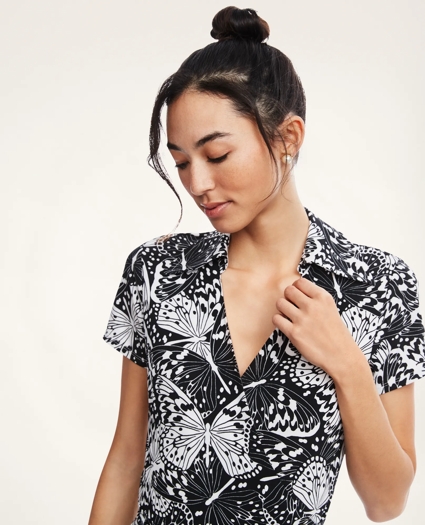 Knit Jersey Butterfly Print Wrap Dress, image 3