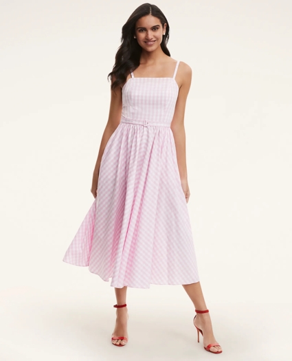 Cotton Belted Gingham Dress, image 1