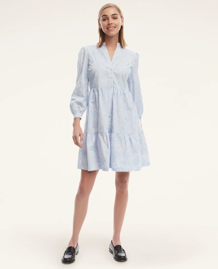 Cotton Voile Embroidered Ruffle Dress, image 1
