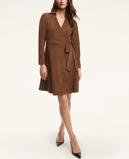 Faux Suede Herringbone Wrap Dress, image 2