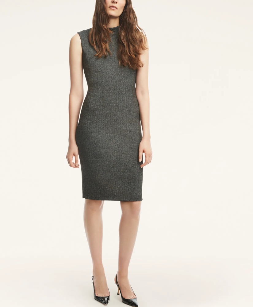 Knit Mock Neck Herringbone Dress, image 2