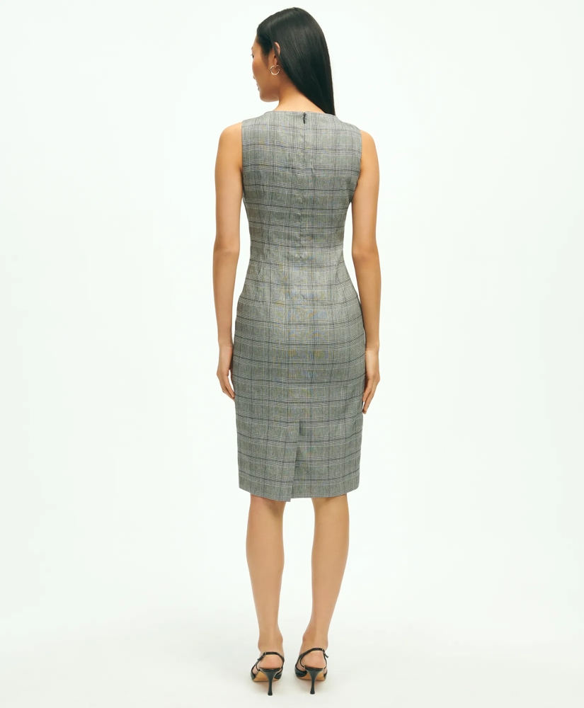 Linen Blend Glen Plaid Sheath Dress, image 2