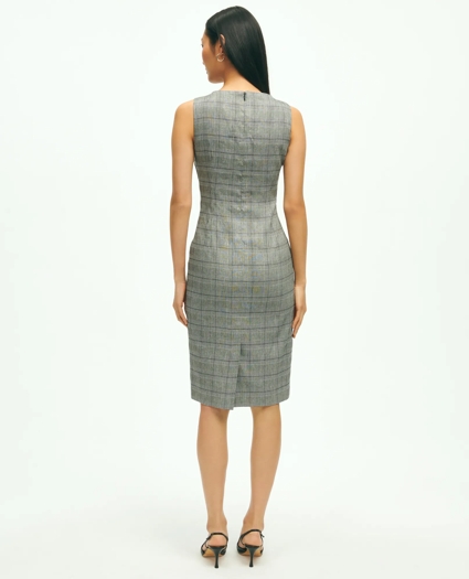 Linen Blend Glen Plaid Sheath Dress, image 2
