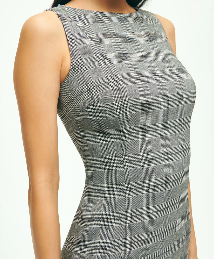 Linen Blend Glen Plaid Sheath Dress, image 3