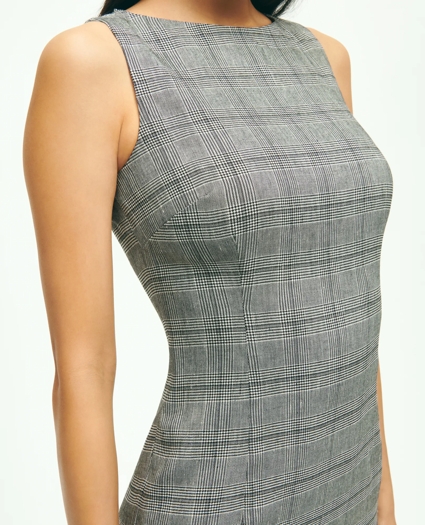 Linen Blend Glen Plaid Sheath Dress, image 3