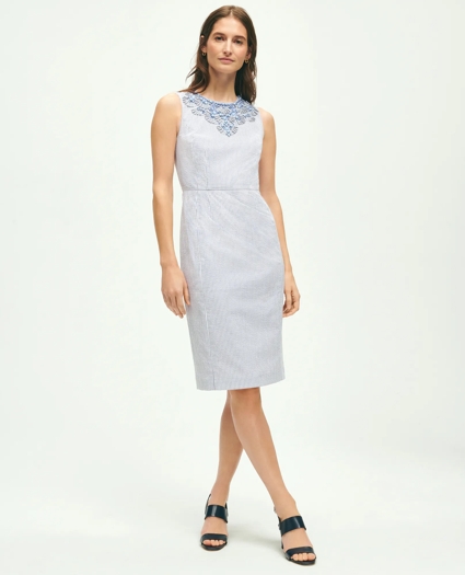 Stretch Cotton Seersucker Sheath Dress, image 1