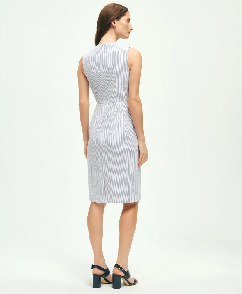 Stretch Cotton Seersucker Sheath Dress, image 2
