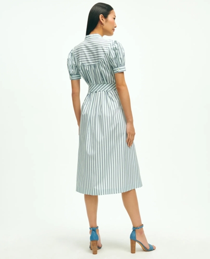Supima® Cotton Fit & Flare Stripe Shirt Dress, image 2