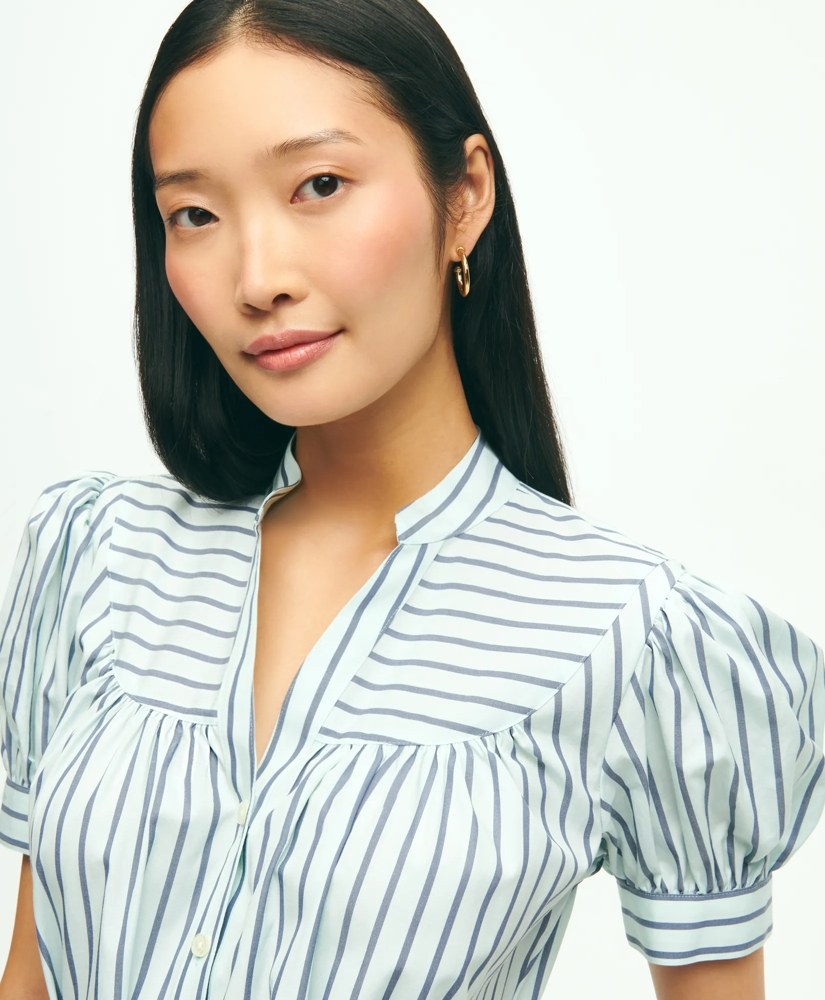 Supima® Cotton Fit & Flare Stripe Shirt Dress, image 3