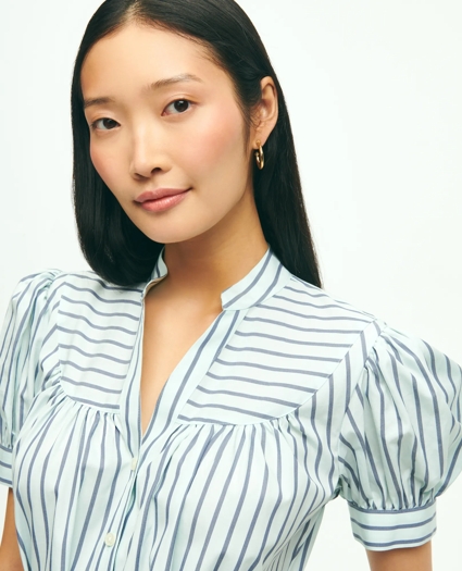 Supima® Cotton Fit & Flare Stripe Shirt Dress, image 3