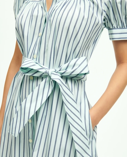 Supima® Cotton Fit & Flare Stripe Shirt Dress, image 4