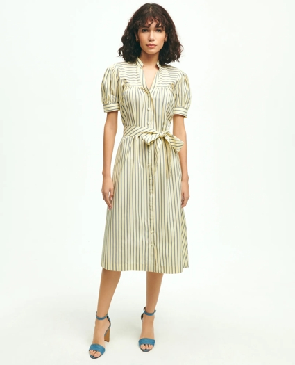 Supima® Cotton Fit & Flare Stripe Shirt Dress, image 1