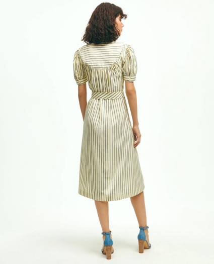 Supima® Cotton Fit & Flare Stripe Shirt Dress, image 3