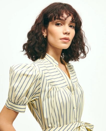 Supima® Cotton Fit & Flare Stripe Shirt Dress, image 2