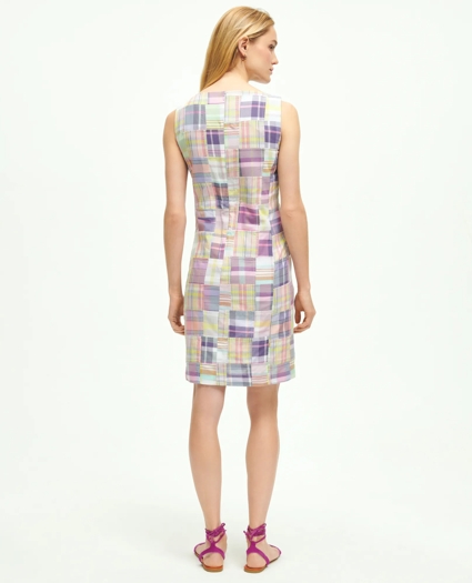 Cotton Madras Flap Pocket Shift Dress, image 3