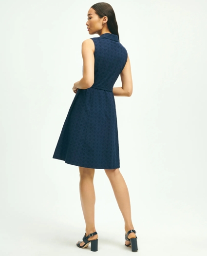 Sleeveless Cotton Eyelet Belted Shirt Dress, image 2