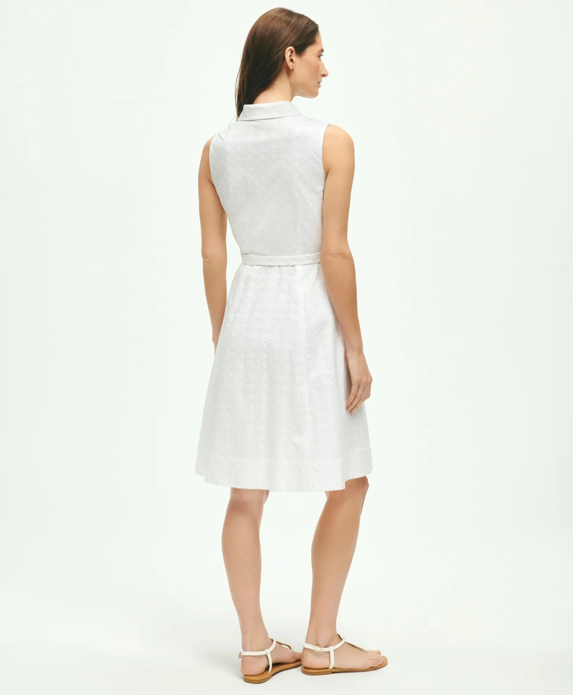 Sleeveless Cotton Eyelet Belted Shirt Dress, image 2