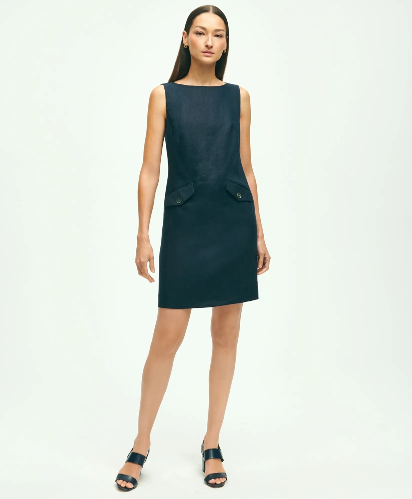 Linen Boatneck Shift Dress, image 1