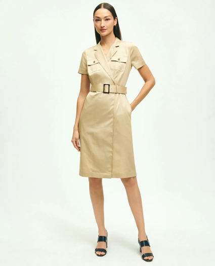 Cotton Belted Safari Shirt Dress, image 1