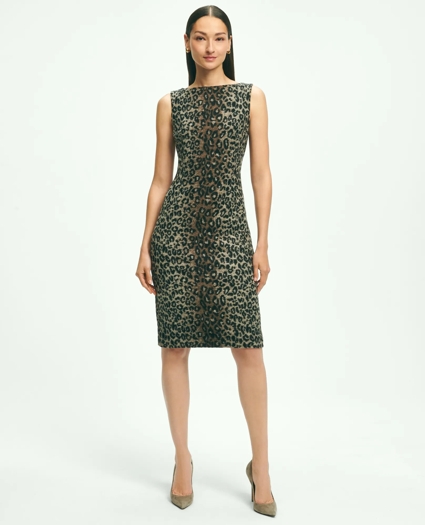 Wool Blend Leopard Print Sheath Dress, image 1