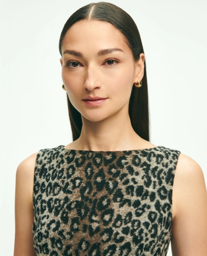 Wool Blend Leopard Print Sheath Dress, image 3