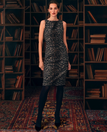 Wool Blend Leopard Print Sheath Dress, image 2