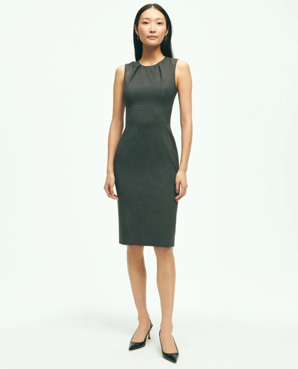 Sleeveless Stretch Wool Pinstripe Sheath Dress, image 1