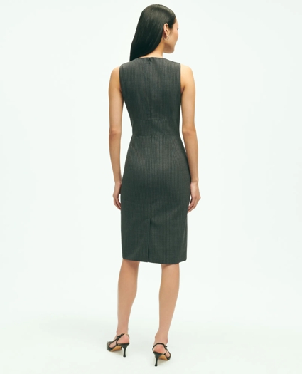 Sleeveless Stretch Wool Pinstripe Sheath Dress, image 3