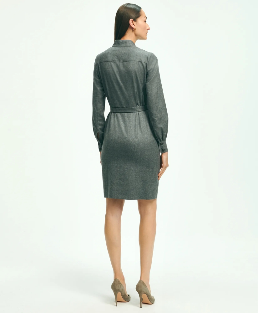 Wool Flannel Belted Shirt Dress