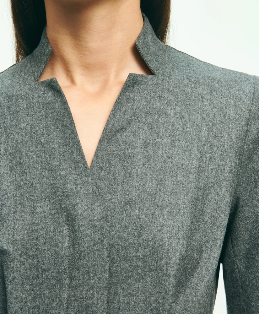 Wool Flannel Belted Shirt Dress