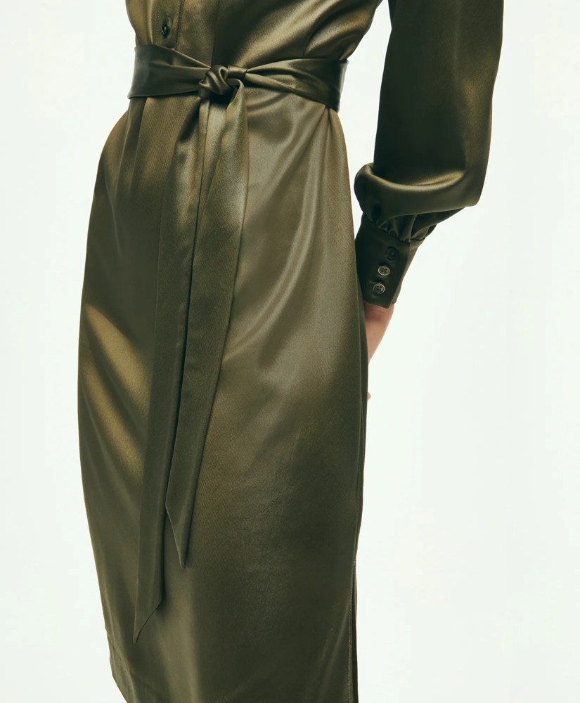 Satin Popover Belted Shirt Dress Satin Popover Belted Shirt Dress