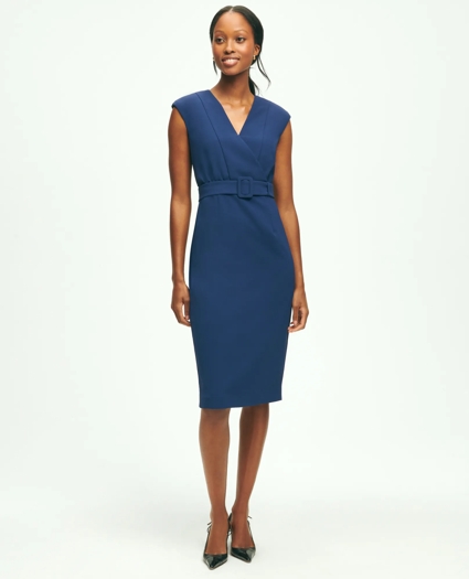 Fine Twill Crepe V-Neck Sheath Dress, image 1
