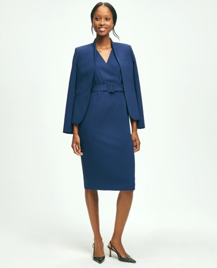 Fine Twill Crepe V-Neck Sheath Dress, image 2